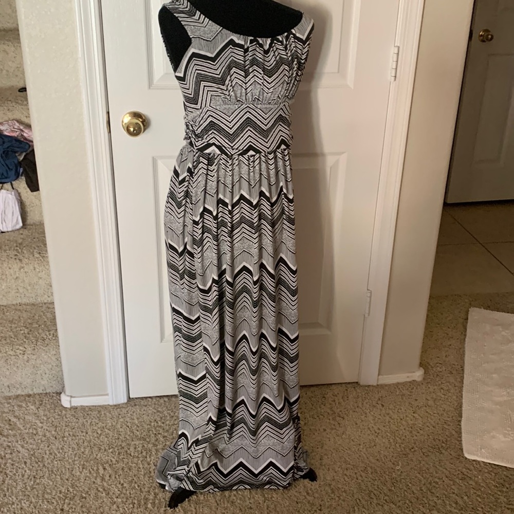 Black, grey, and white long dress by AB studio